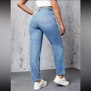 High Waist Rhinestone Jeans